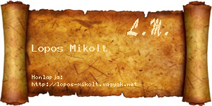 Lopos Mikolt névjegykártya